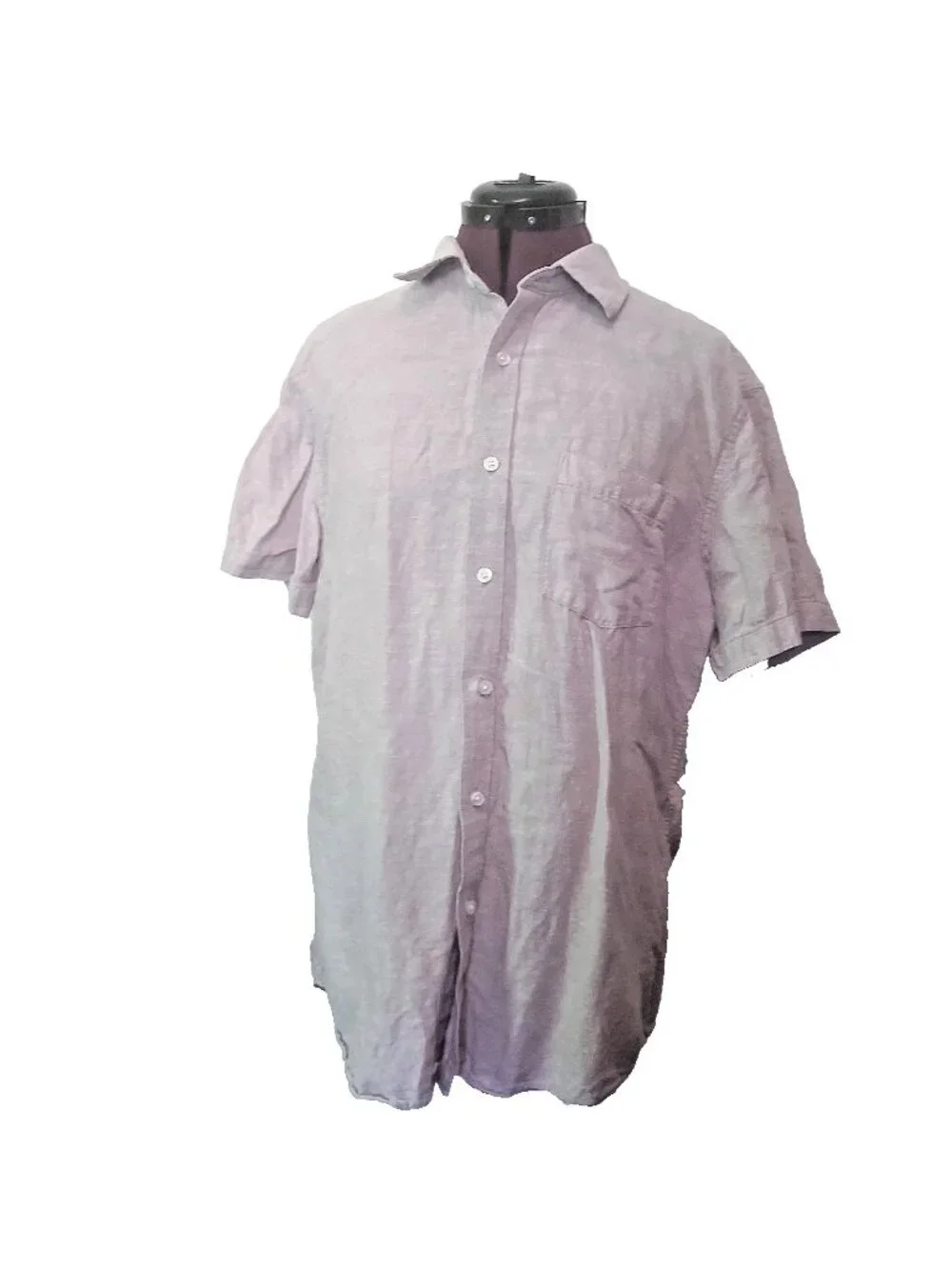 Banana Republic Shirt Mens Large L Tan Slim Fit Linen Blend Button Front Pocket